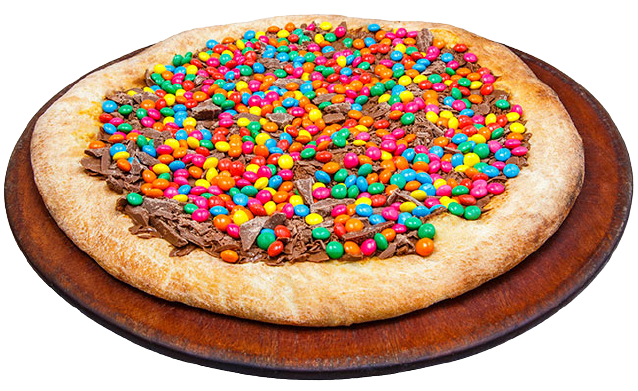 Foto de uma pizza doce confete que está no cardápio da pizzaria Jama